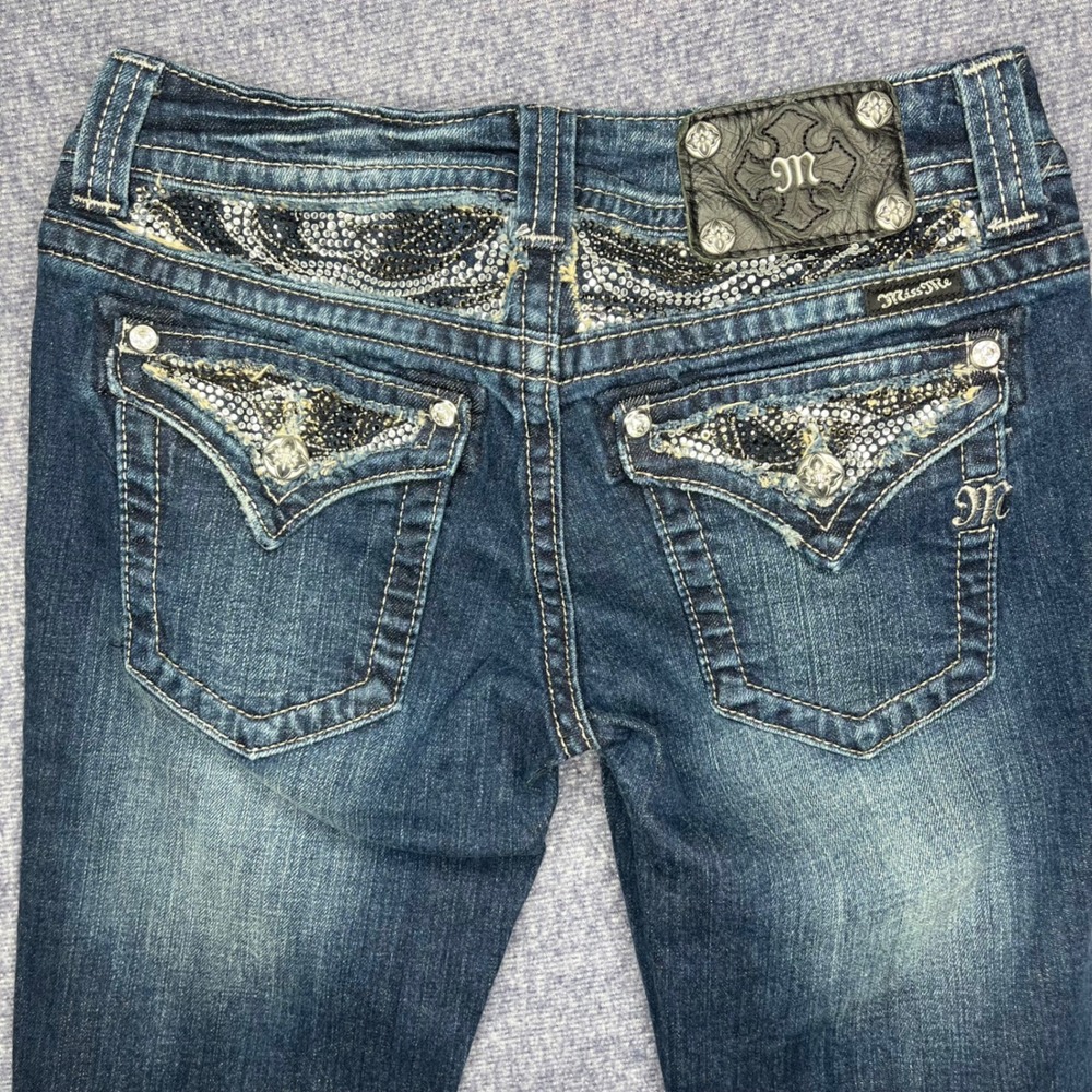 Miss Me Womens Bootcut Jeans 28 Dark Wash Sequin Rhinestone Western Cowgirl